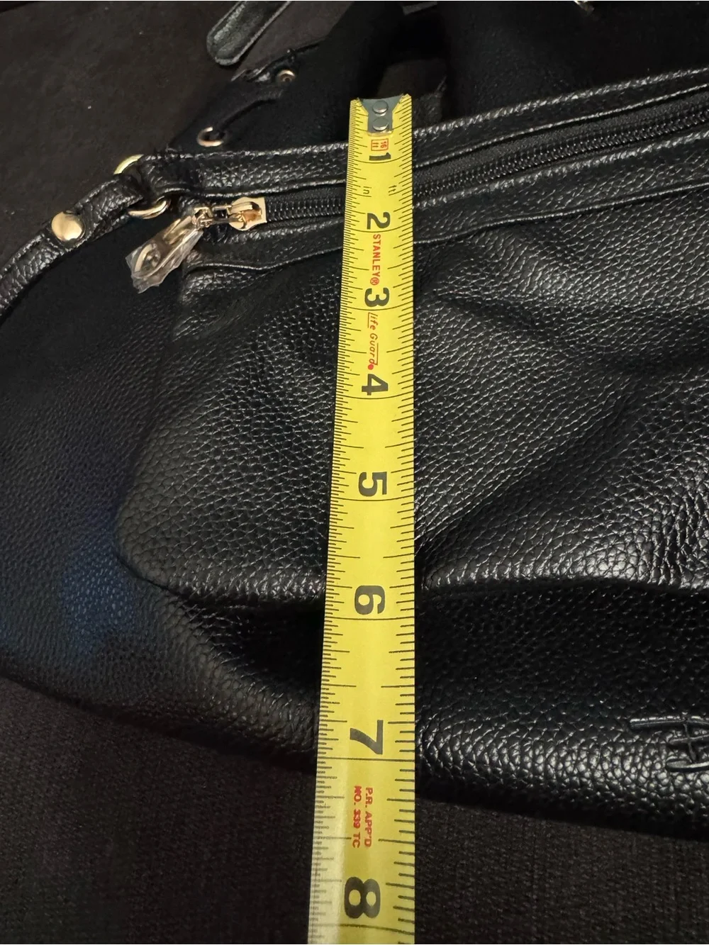 Bella Russo Black Pebbled Bucket Bag, Drawstring/Zip, Detachable Pouch, Gold